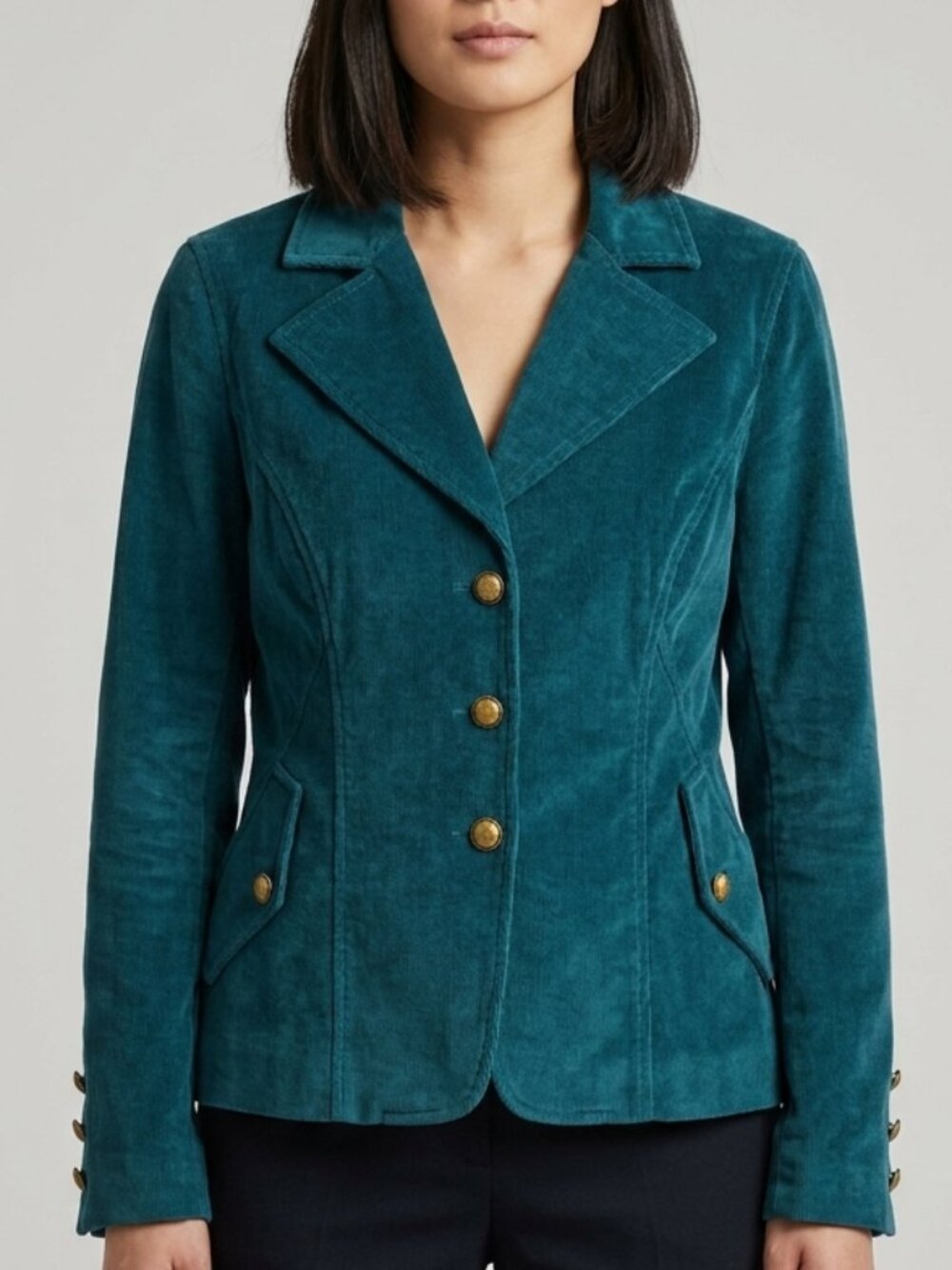 Bianca Nygard Teal Corduroy Victorian Blazer - Picture 1 of 8